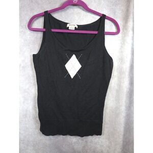 MICHAEL Michael Kors Black Argyle Knit Tank Top Women's Size L